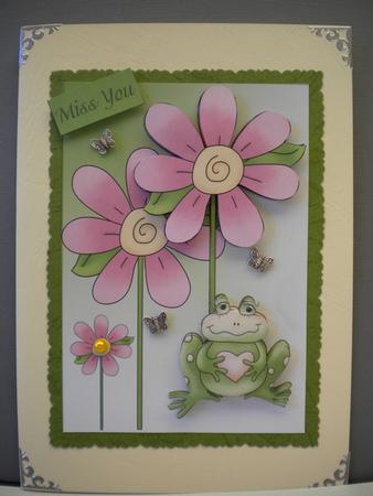 Miss You Happy Birthday Best Wishes Frogs Rule Card by Kristina Norbat