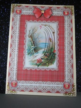 A Christmas Scene 'n Lace Pyramid Card Front by Kristina Norbat