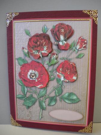 Crimson Red Floral Elegance - Decoupage Card by Kristina Norbat