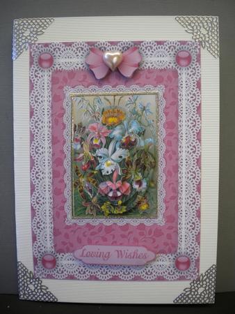 Orchids 'n Lace Pyramid Card Front by Kristina Norbat