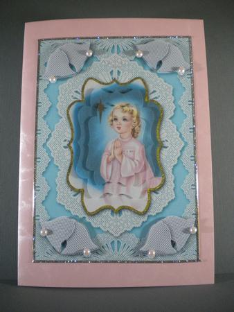 Vintage Lace Praying Girl A5 Card Front Step by Step by Kristina Norbat