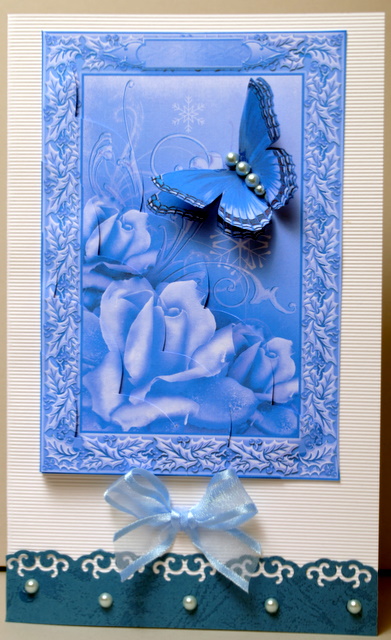 Frosted Roses & Butterfly Christmas or Birthday by Kristina Norbat