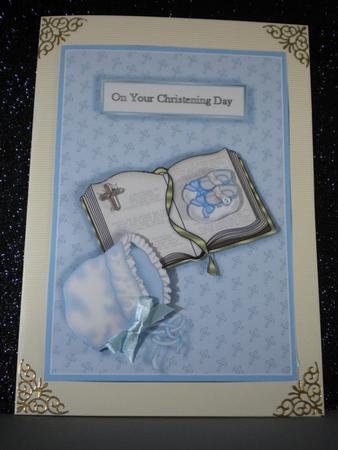 Boys Christening Card Front with Decoupage by Kristina Norbat