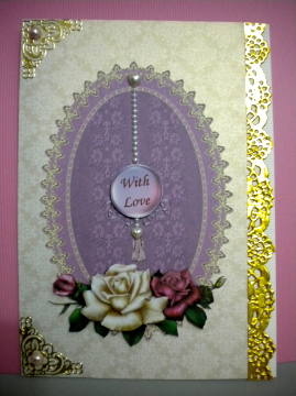 Roses and Lace Oval Card Front and Decoupage by Kristina Norbat