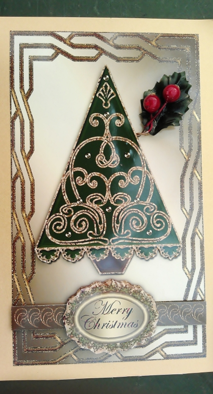 Swirly Christmas Tree on Metallic Twisted Frame Topper 1 by Kristine Rogers