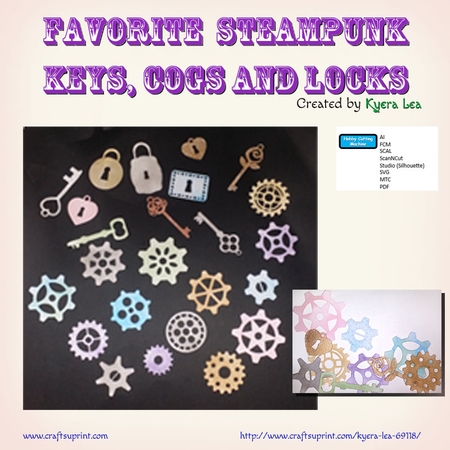 Favorite Steampunk Keys, Cogs N Locks (For Cutting Machine) by Kyera Lea