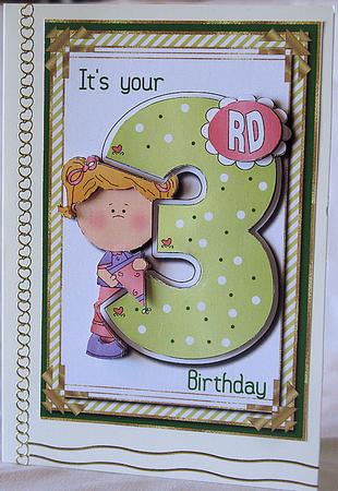 Her 3rd Birthday Card Topper by Kylie Caldwell