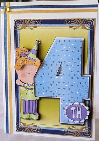 Her 4th Birthday Card Topper by Kylie Caldwell