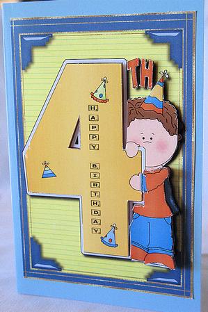 His 4th Birthday Card Topper by Kylie Caldwell