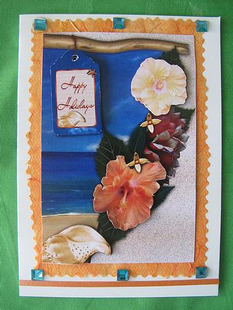 Tropikal Hibiscus Holiday Travel or Bon Voyage Card by Kylie Caldwell