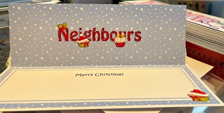 Large DL Merry Christmas NEIGHBOURS 3D decoupage with Cupcakes by Kym Barry
