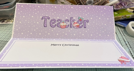 Large DL Merry Christmas TEACHER insert with Cupcakes by Kym Barry