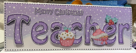 Large DL Merry Christmas TEACHER insert with Cupcakes by Kym Barry
