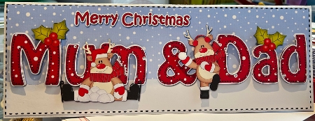 Large DL Merry Christmas MUM & DAD insert with Rudolph by Kym Barry