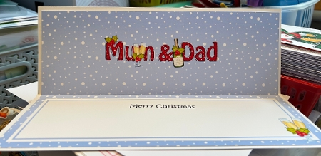 Large DL Merry Christmas MUM & DAD insert with Rudolph by Kym Barry
