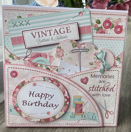  Stitched With Love Double Pocket Card by Kym Barry