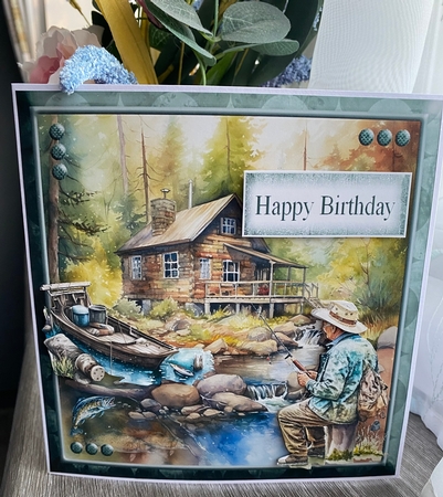 6x6 Fishing Dad Cabin for Birthday or Fathers Day by Kym Barry