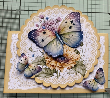 Sunflower Butterfly All Occasions 7 x 7 Shaped Card by Kym Barry