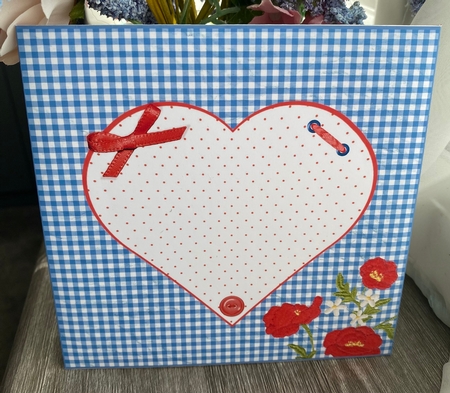 Embroidered Poppies Heart Shape Card by Kym Barry
