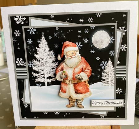 Santa waiting to dress the tree 7x7 by Kym Barry