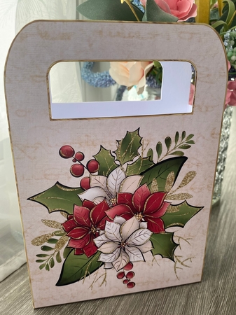 Poinsettia & Holly Gift Bag with Pillow Box by Kym Barry