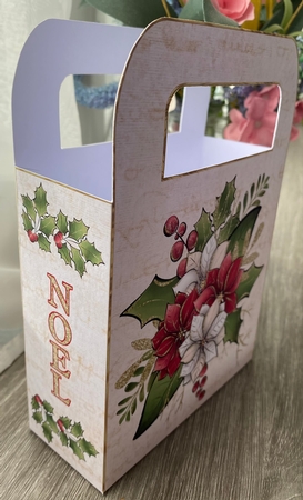Poinsettia & Holly Gift Bag with Pillow Box by Kym Barry