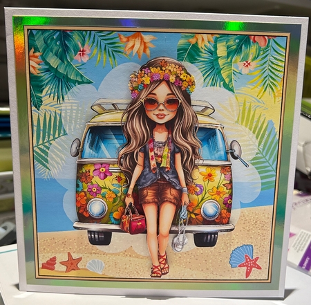 Hippy Chick With Van by Kym Barry