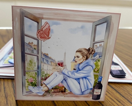 Girl In Paris Window by Kym Barry
