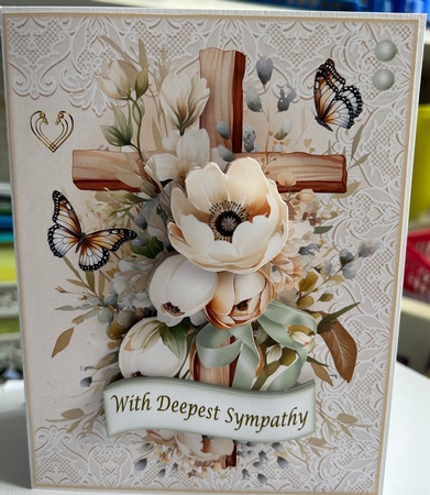 Floral Cross Sympathy Card by Kym Barry