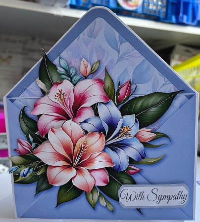 Lilies Mothers Day 7 x 7 Envelope Shaped Card by Kym Barry