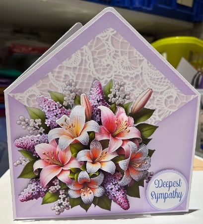 All Occasions Lily Bouquet 7 x 7 Envelope Shaped Card by Kym Barry