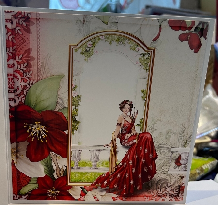 Art Deco Lady Lola 7x7 Quick Card Red Insert by Kym Barry