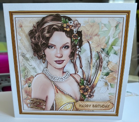 Art Deco Lady Lola 7x7 Quick Card Gold by Kym Barry