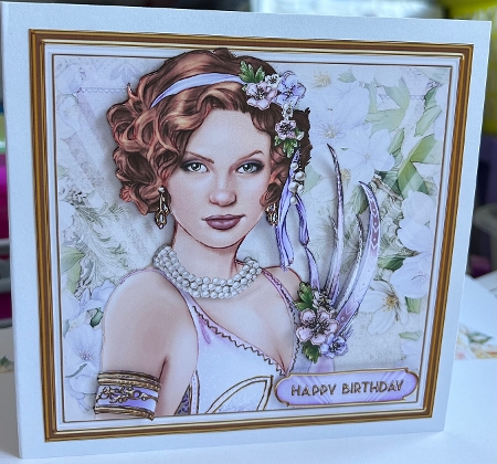 Art Deco Lady Lola 7x7 Quick Card Lilac by Kym Barry