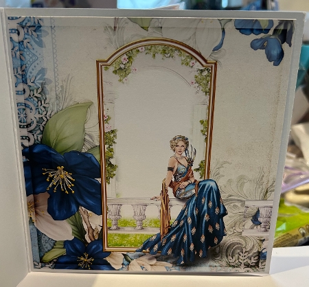 Art Deco Lady Lola 7x7 Quick Card Dark Blue Insert by Kym Barry