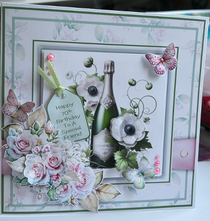 Champagne and Florals - 8x8 Card Fronts by Kym Barry