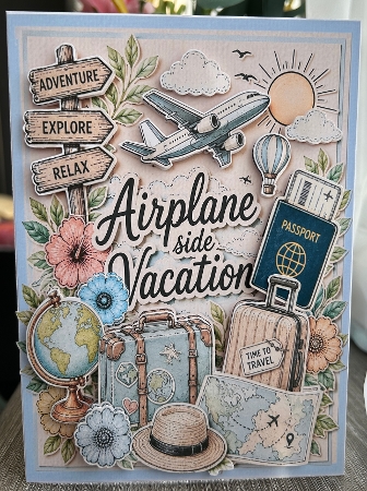 Airplane‑Side Vacation – Travel Adventure Card Topper by Kym Barry