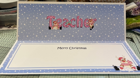 Large DL Merry Christmas TEACHER 3D decoupage with Rudolph by Kym Barry
