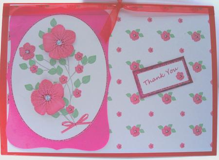 Pink Flowers Oval 3D Topper and Backing Paper by Kym Pendered