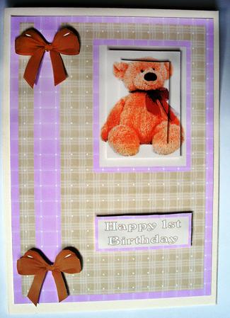 Baby Girl Bear Card Front by Kym Pendered
