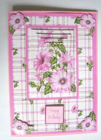 Pink Petunia Pyramid Card Front by Kym Pendered