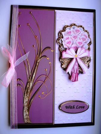 Pink Roses in a Golden Scallop by Kym Pendered