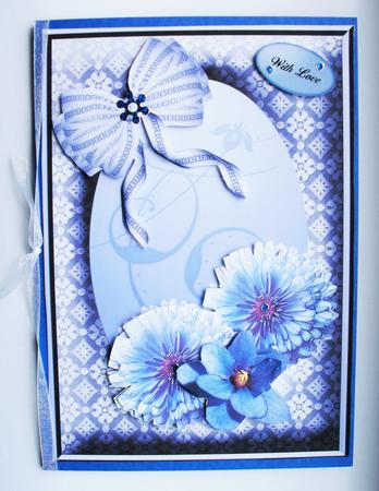 Oval Lace Frame with Blue Flowers by Kym Pendered