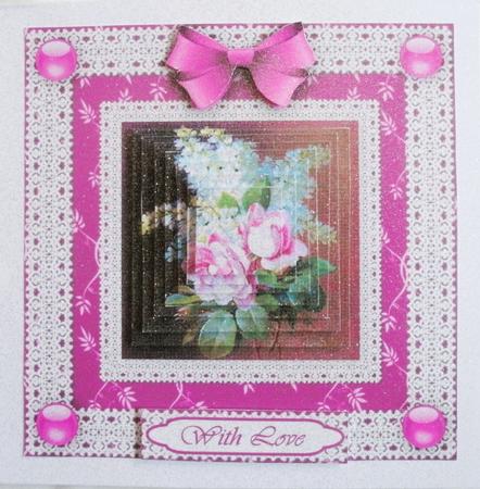 Roses, Lilac 'n Lace Needlepoint Square Pyramid Card Front by Kym Pendered