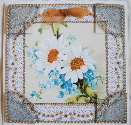 Forget Me Knot Daisies Lace N Gold 8x8inch Picture Sheet by Kym Pendered