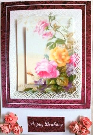 Roses and Lace Card Topper with Pyramage by Kym Pendered
