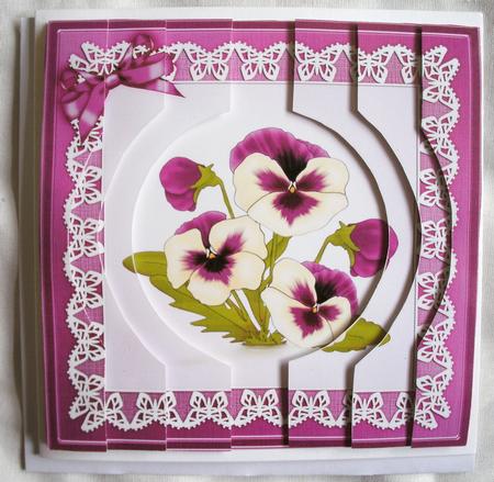 Pansy on Butterfly Lace Quick Card with Circular Side Stacke by Kym Pendered