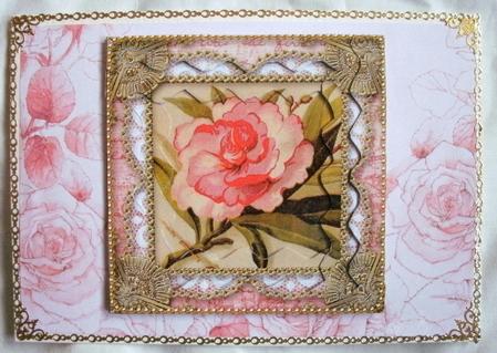 Pink Peony 2 Spiral Wavy Edge Stacker Card Front by Kym Pendered
