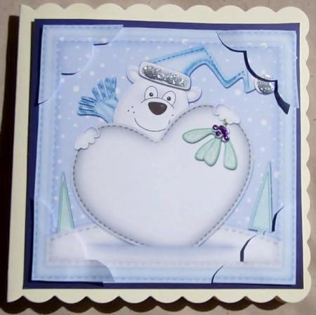 8 x 8 Ben Polar Bear Xmas Love Scalloped Corner Topper by Kym Pendered