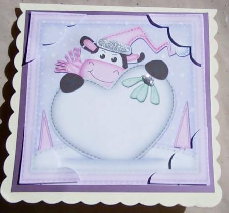 8 x 8 Milly Moo Cow Xmas Love Scalloped Corner Topper by Kym Pendered